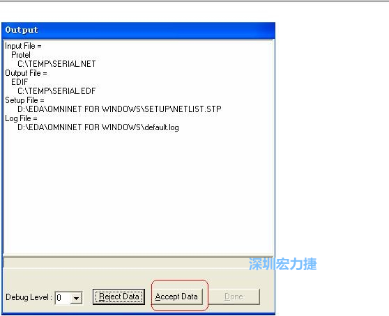 系統(tǒng)彈出一個輸出窗口，點擊 Accept Data。完成后點擊“確定”，再點擊“Done”關(guān)閉輸出窗口。退出 Omninet for Windows。