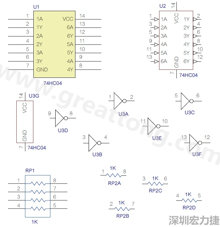 圖1 半導(dǎo)體元件供應(yīng)商所畫的電路圖符號是模擬元件的接腳圖，而非訊號流程。