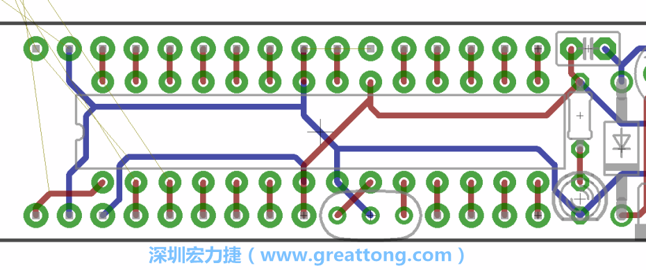 如果可以的話盡量讓接地線保持在電路板的背面，這樣它們就可以在可能范圍內(nèi)和最大的接地面連結(jié)在一起。
