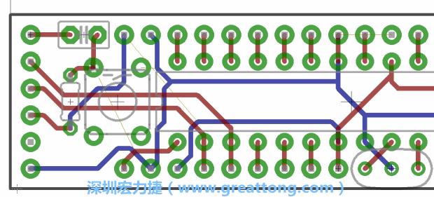 4.2. 然后在電路板的背面進(jìn)行布線。